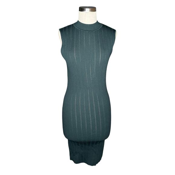 MARCIANO BY GUESS Chenille Green Zoe High Neck Tank Sweater Dress Women's Large - Picture 1 of 9